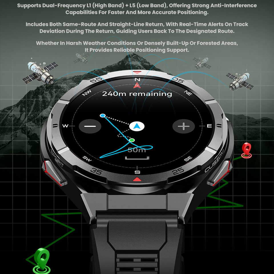 새로운 스마트 시계 GPS 스포츠 나침반 고도 기압 파 - Smartwatch Face 리뷰 및 가격
