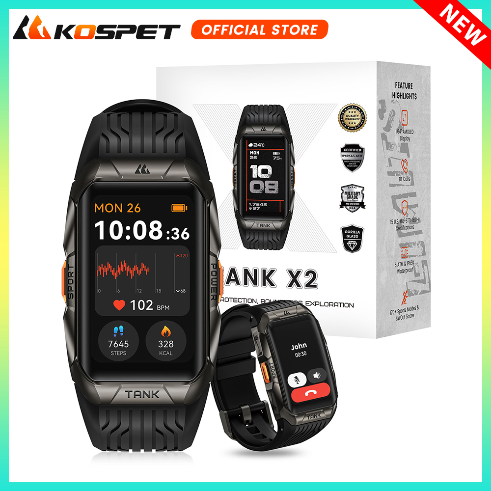 KOSPET 탱크 X2 스마트 워치 남성용 IP69K  - Smartwatch Face 리뷰 및 가격