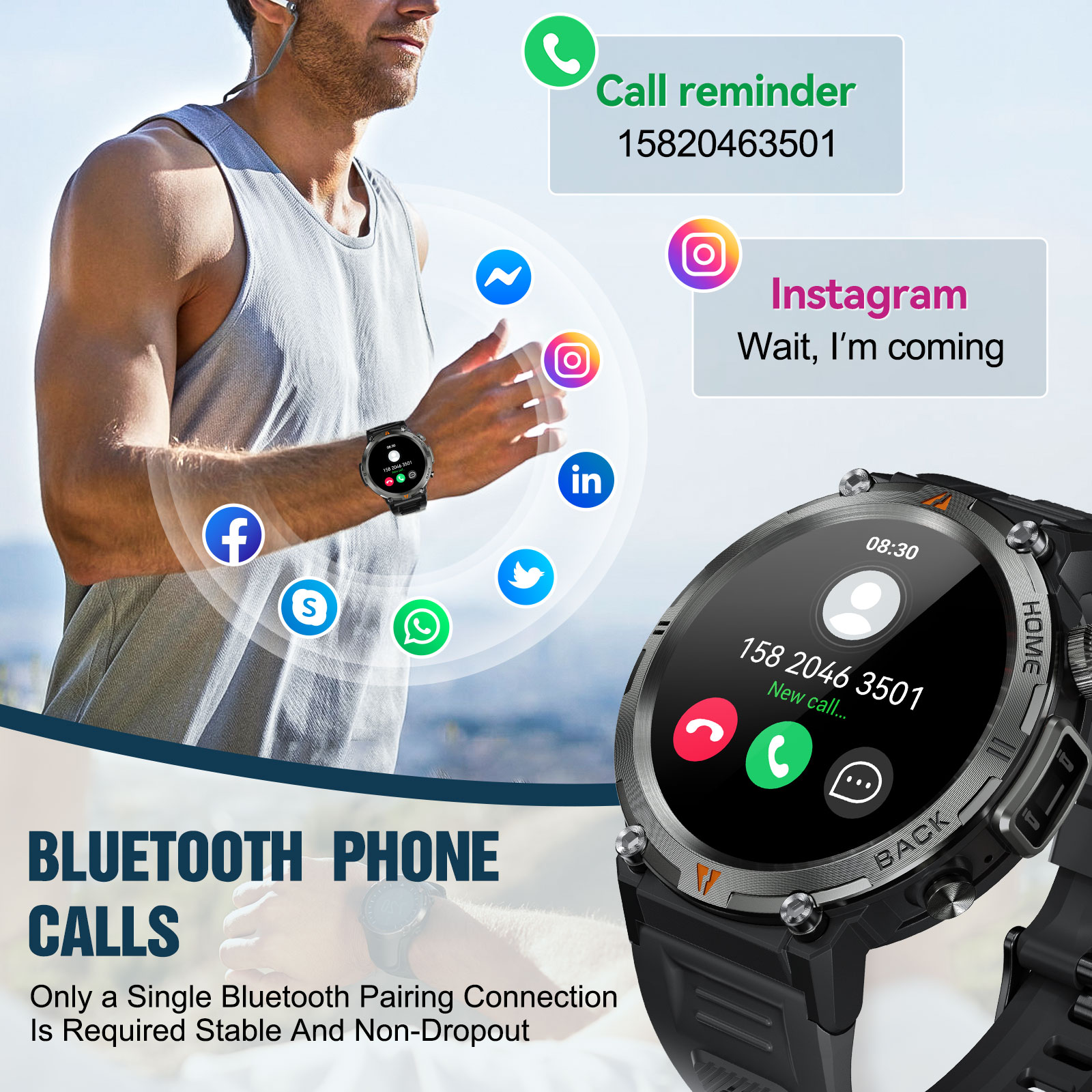 EIGIIS KE3 블루투스 통화 스마트 워치 남성용  - Smartwatch Face 리뷰 및 가격