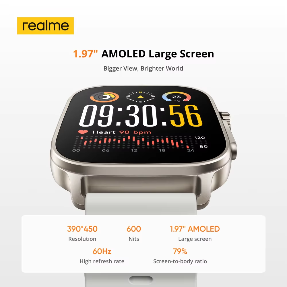글로벌 버전 리얼미 워치 5 1.97인치 600니트 A - Smartwatch Face 리뷰 및 가격