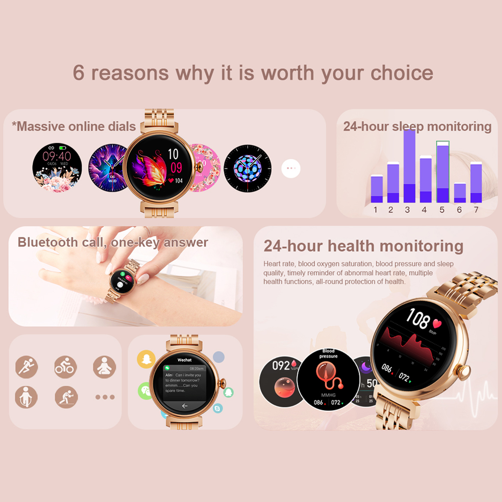 여성용 AMOLED 스크린 패션 스마트 워치 스크린,  - Smartwatch Face 리뷰 및 가격
